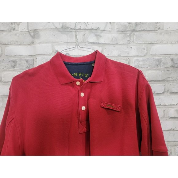 ORVIS Golf Polo Shirt Short Sleeve Red Fly Fishing Mens XL Heavy Sz Medium Clean - Picture 5 of 13